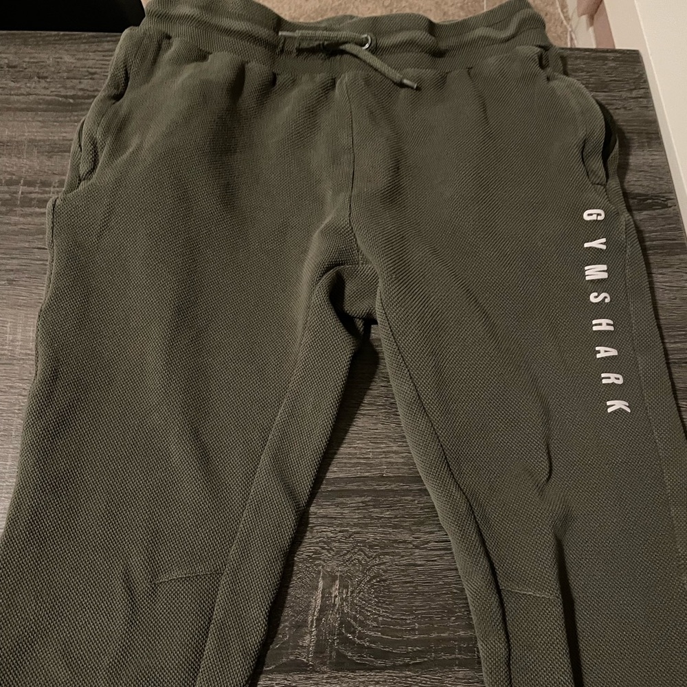 Army green gym shark joggers - size M